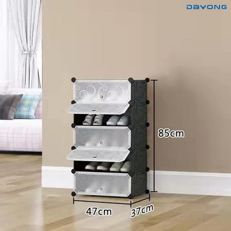 5 Layer DIY Shoe Storage Rack, Dustproof Shoes Cabinet with Doors happyhome