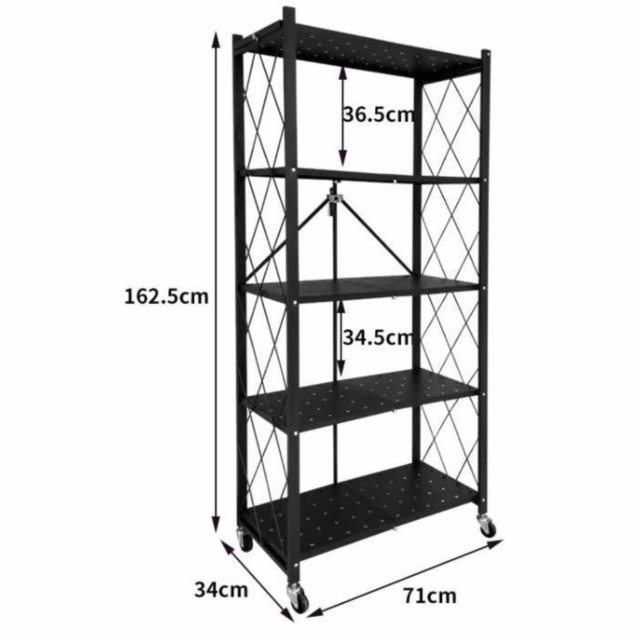 5 Layer Foldable Trolley Rack ,Folding Shelf for Kitchen happyhome