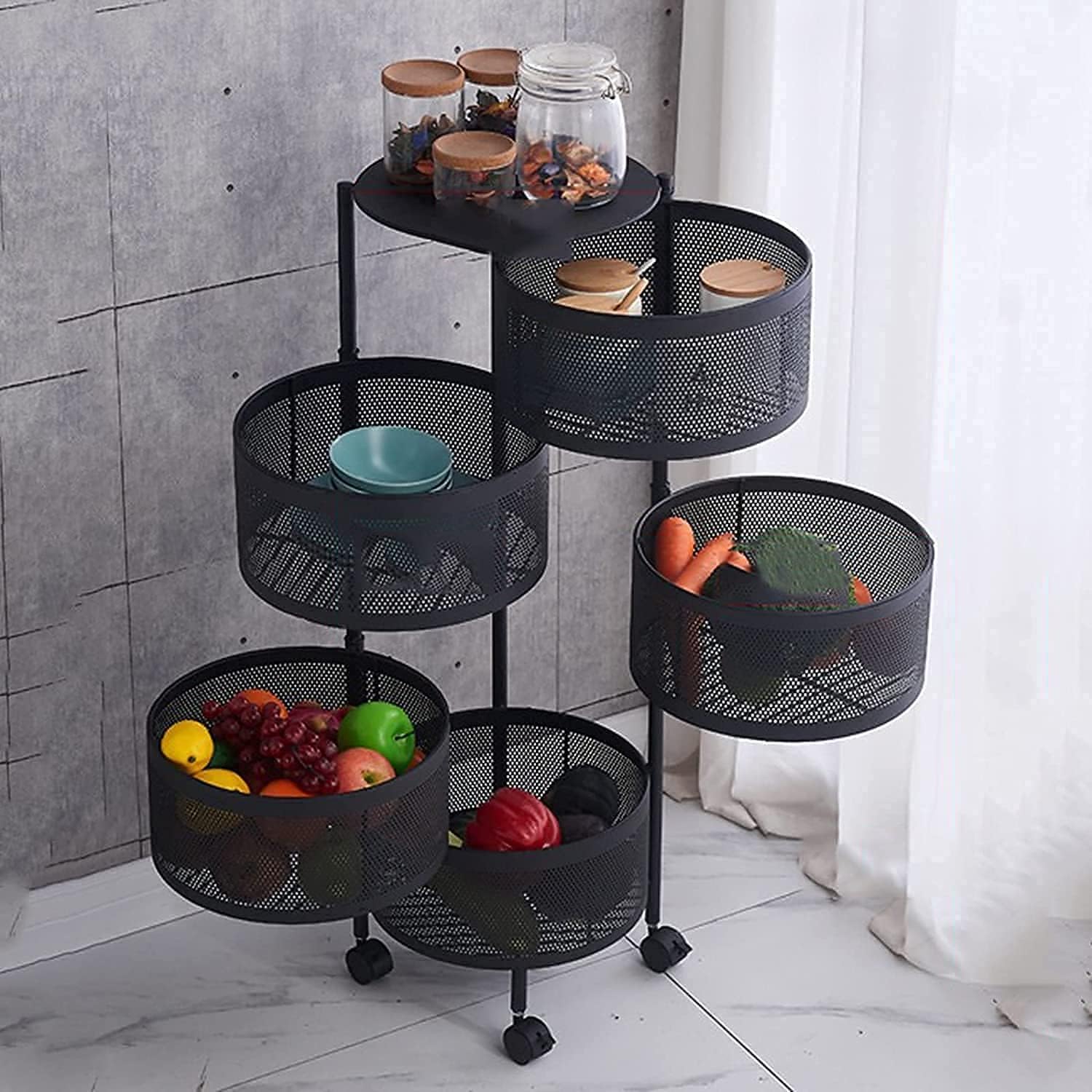 5 Layer Round Shelf,5 Layer Rotatable Kitchen Organizer happyhome