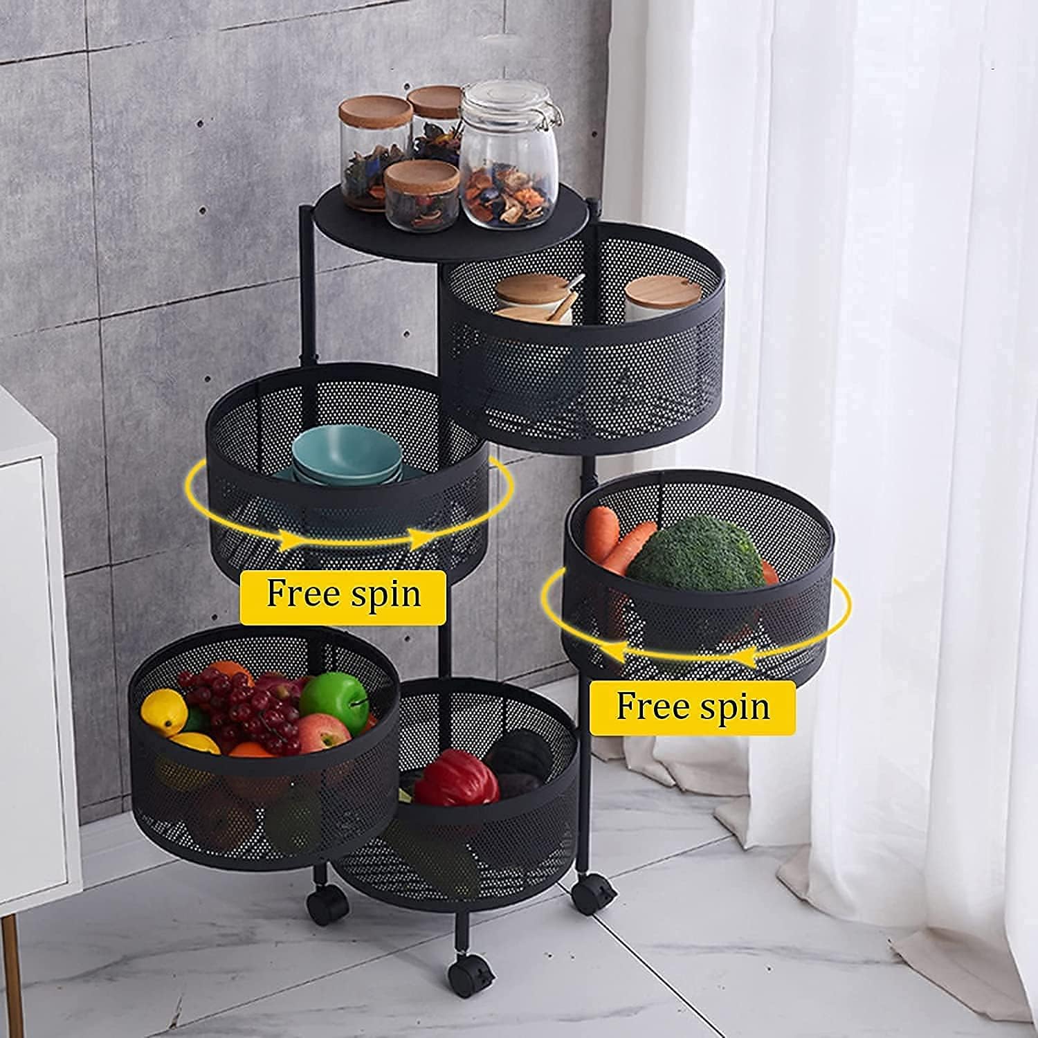 5 Layer Round Shelf,5 Layer Rotatable Kitchen Organizer happyhome