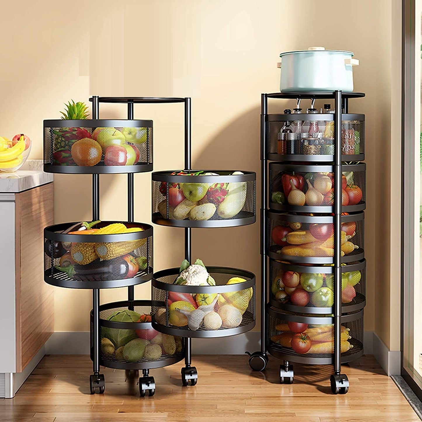 5 Layer Round Shelf,5 Layer Rotatable Kitchen Organizer happyhome