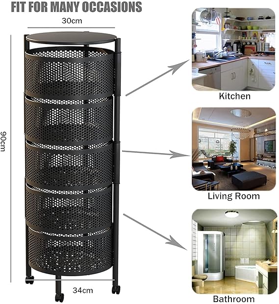 5 Layer Round Shelf,5 Layer Rotatable Kitchen Organizer happyhome