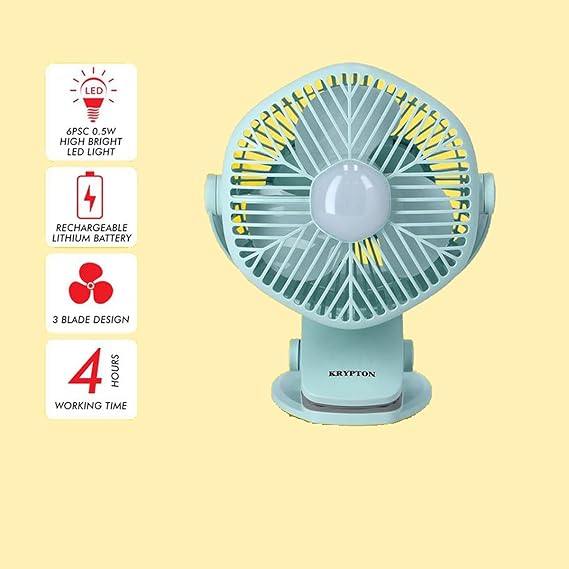 5 inch Rechargeable Powerful Table Fan With LED, Table Fan with Light happyhome