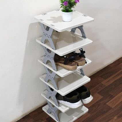 Foldable Shoe Rack , Plastic Vertical Shoe Holder