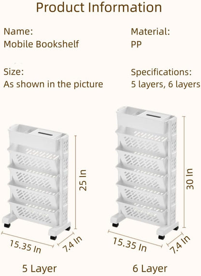 رف كتب متحرك، منظم ملفات رفيع بعجلات