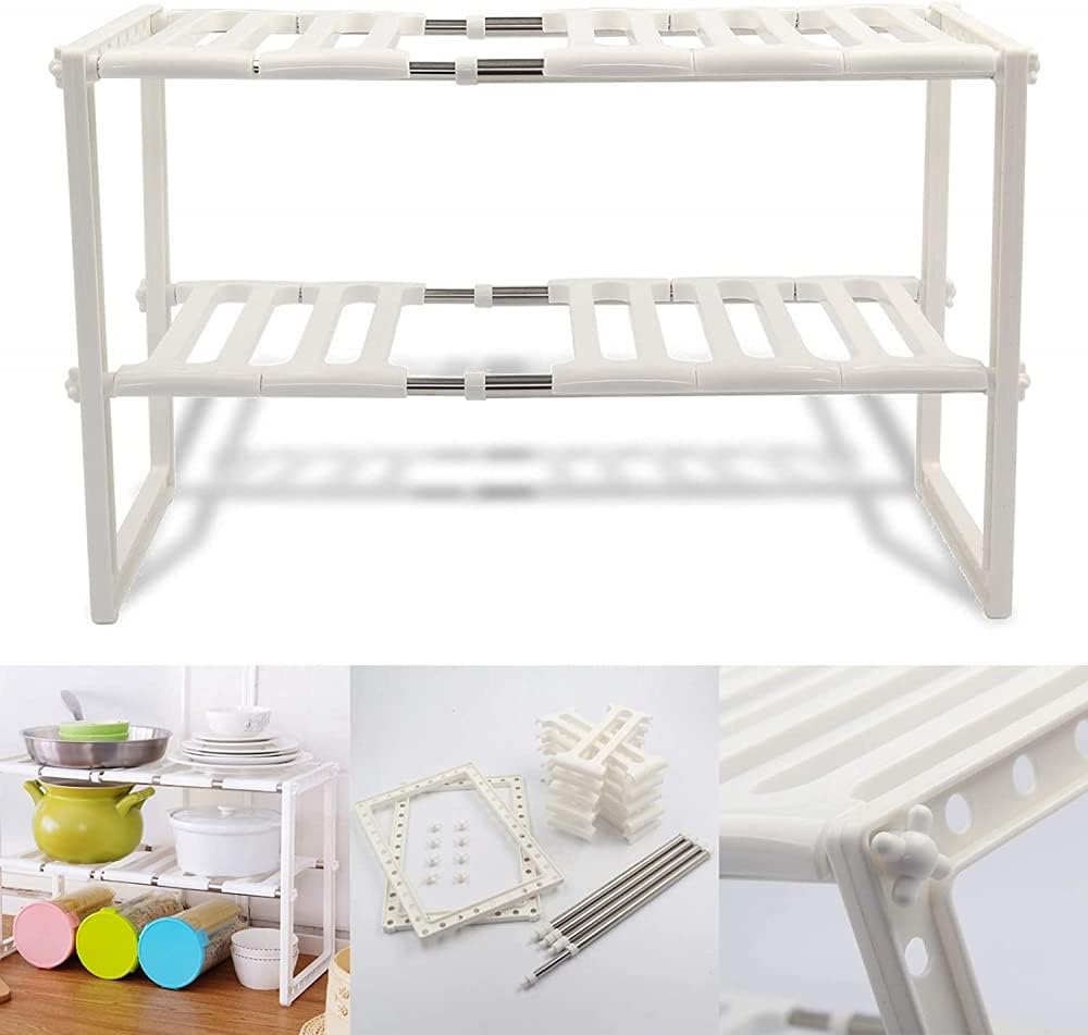 Kitchen Shelf Expandable, 2 Tiers Expandable Kitchen Storage Multi-Functional Rack