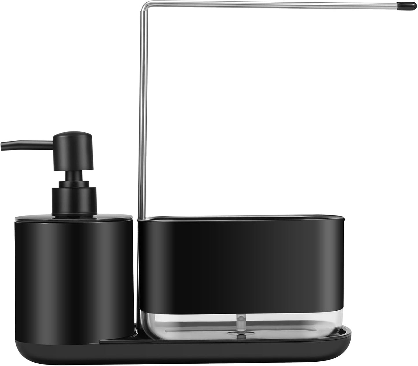 2 in 1 Soap Dispenser with Towel Holder,2-in-1 Kitchen Soap Dispenser with Sponge Holder