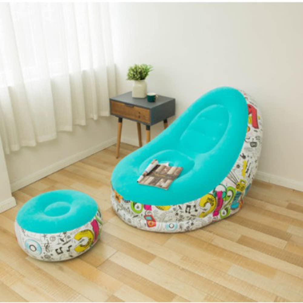 Inflatable Air Chair with Footstool Furniture, Air Chair With Foot Rest