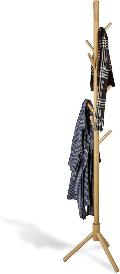 8 Hook Wooden Garment Rack, Wooden Clothes Stand