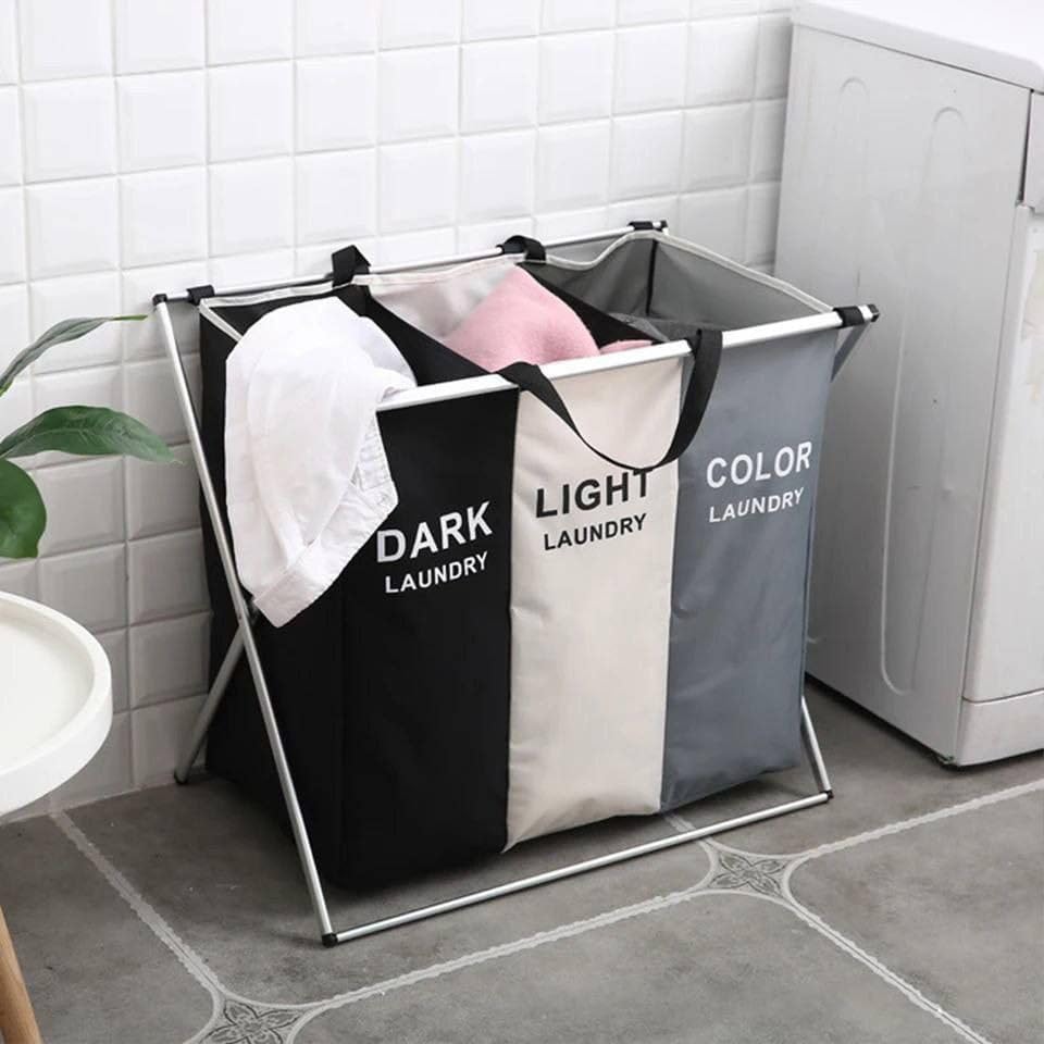 Laundry Basket 3 Section, Washing Clothes Storage for Home