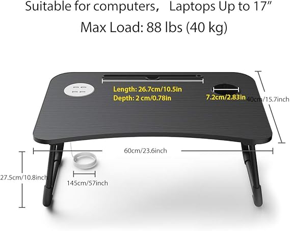 Laptop Bed Desk with USB Port,Lap Desk with Fanand Lamp