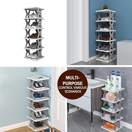 Foldable Shoe Rack , Plastic Vertical Shoe Holder