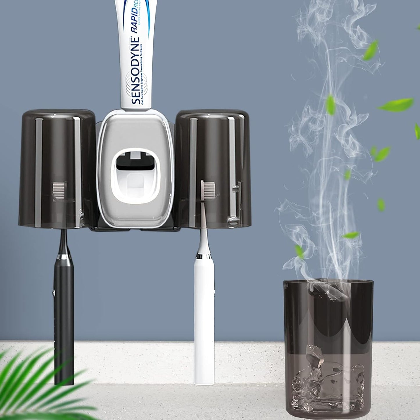 Wall-Mounted Toothbrush Holder, Automatic Toothpaste Dispenser