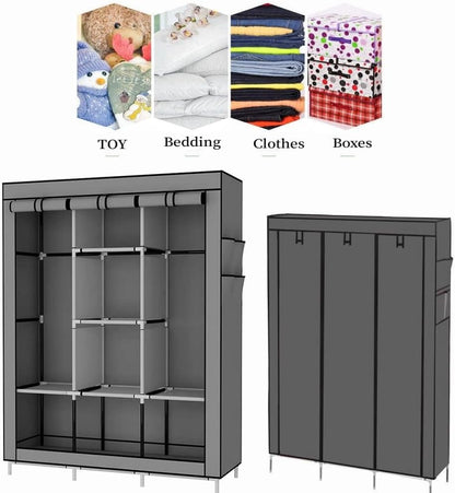 3 Column Cloth Wardrobe, Portable Fabric Wardrobe for Clothes