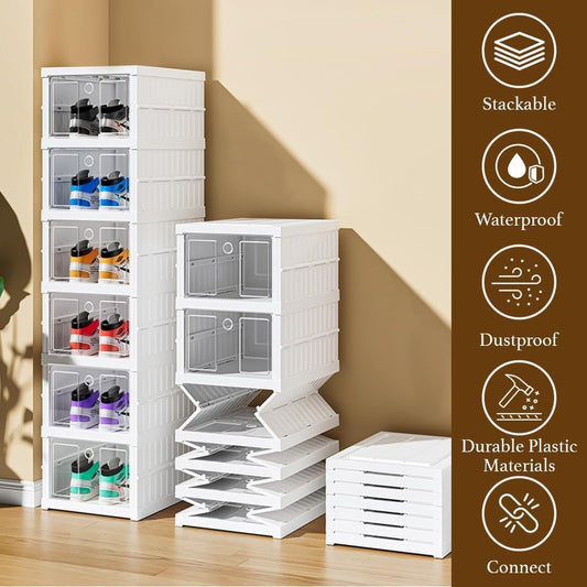 6-Tier Foldable Shoe Storage Cabinet, Foldable Shoe Rack Organizer