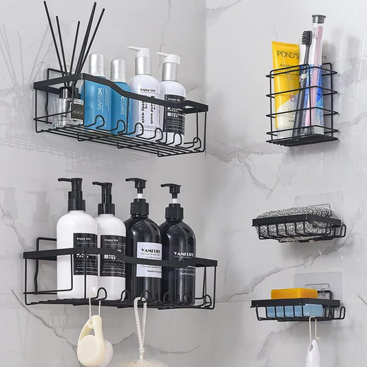 Rust-Proof 5-Pack Shower Caddy Set, 5-Piece Adhesive Shower Caddy Set – Stainless Steel