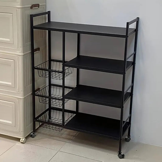 Multi-Tier Kitchen Storage Shelf Rack with Basket