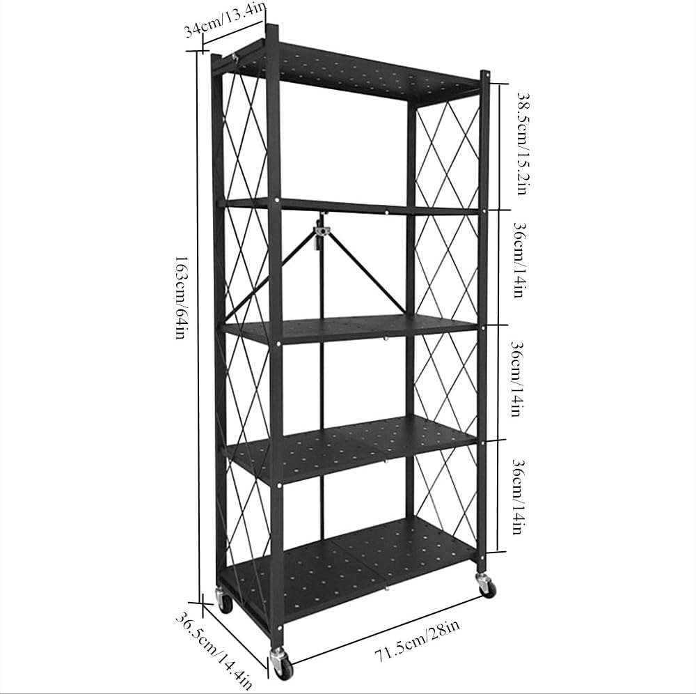 5 Layer Foldable Trolley Rack ,Folding Shelf for Kitchen