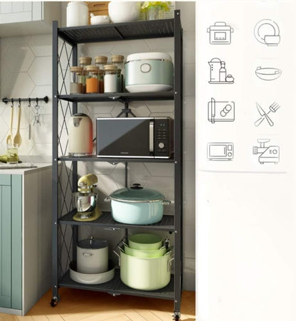 5 Layer Foldable Trolley Rack ,Folding Shelf for Kitchen