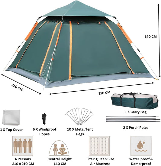 Waterproof Family Camping Tent, Automatic Pop-Up Tent