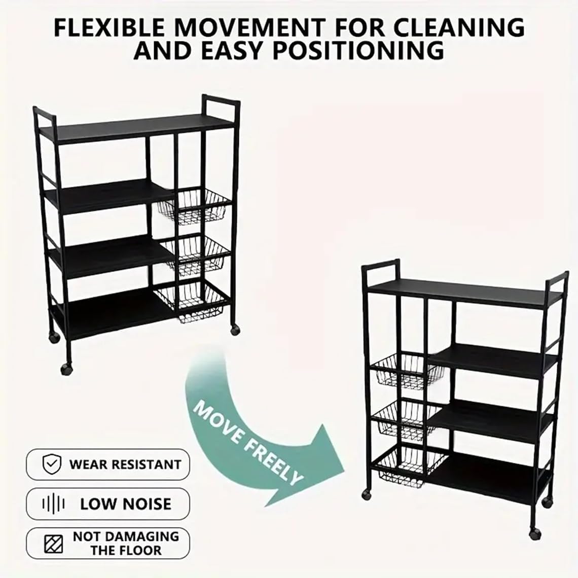 Multi-Tier Kitchen Storage Shelf Rack with Basket