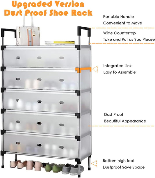 Metal Shoe Rack with Cover 6 tier, Shoe Rack with Door