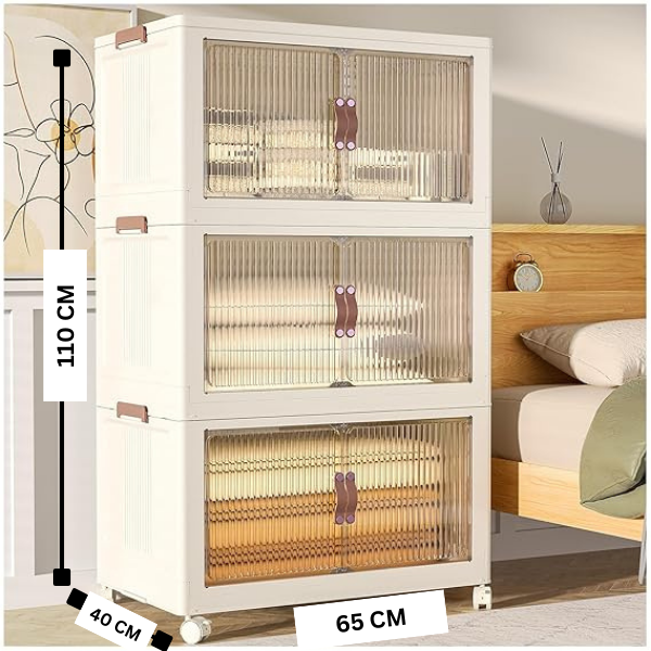 Foldable Storage Container 3 Layer, Stackable Storage Box