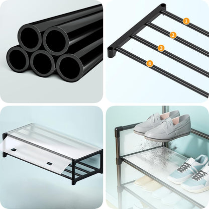 Shoe and Hat Rack with Door,  5 Tier Shoe Rack with Covers