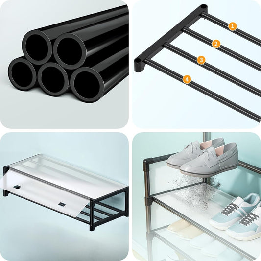 Shoe and Hat Rack with Door,  5 Tier Shoe Rack with Covers