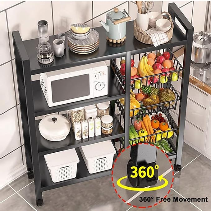 Multi-Tier Kitchen Storage Shelf Rack with Basket