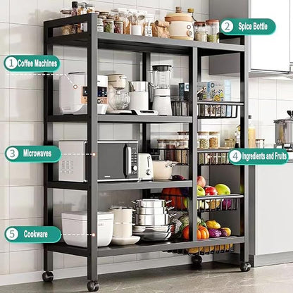 Multi-Tier Kitchen Storage Shelf Rack with Basket