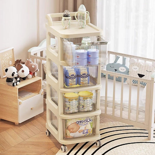 4-Layer Rolling Storage Cabinet, Plastic Drawer Trolley Organizer