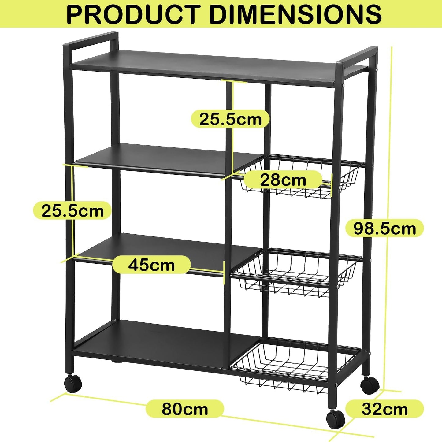 Multi-Tier Kitchen Storage Shelf Rack with Basket