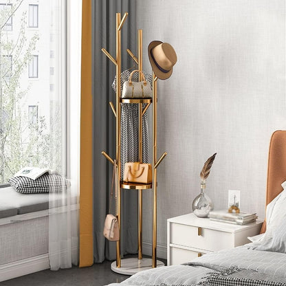 3 Pole Clothes Hanger with Marble Base, 3-Pole Garment Stand