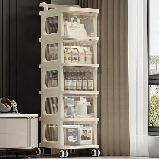 Plastic Storage Trolley with Wheels, 5 Layer Plastic Drawer Storage Cabinet