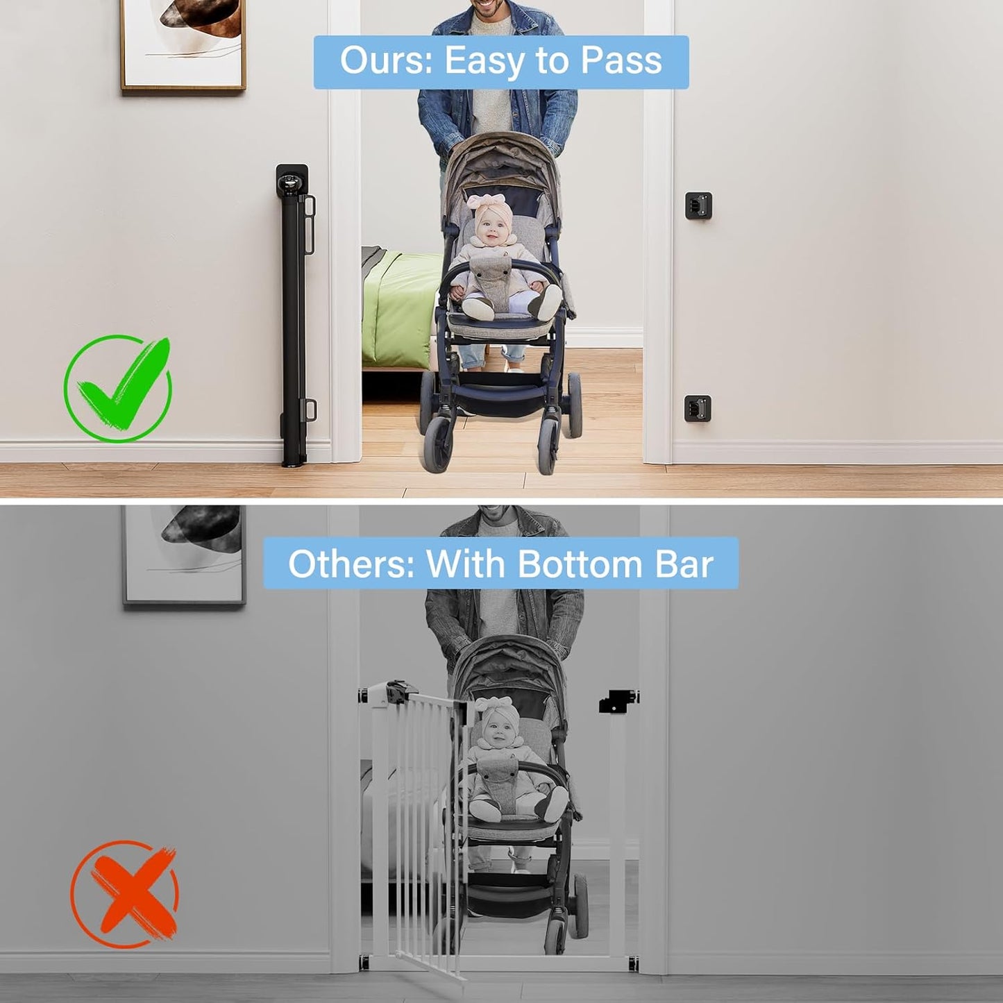 Retractable Baby Gates for Stairs, RollAway Safety Gate