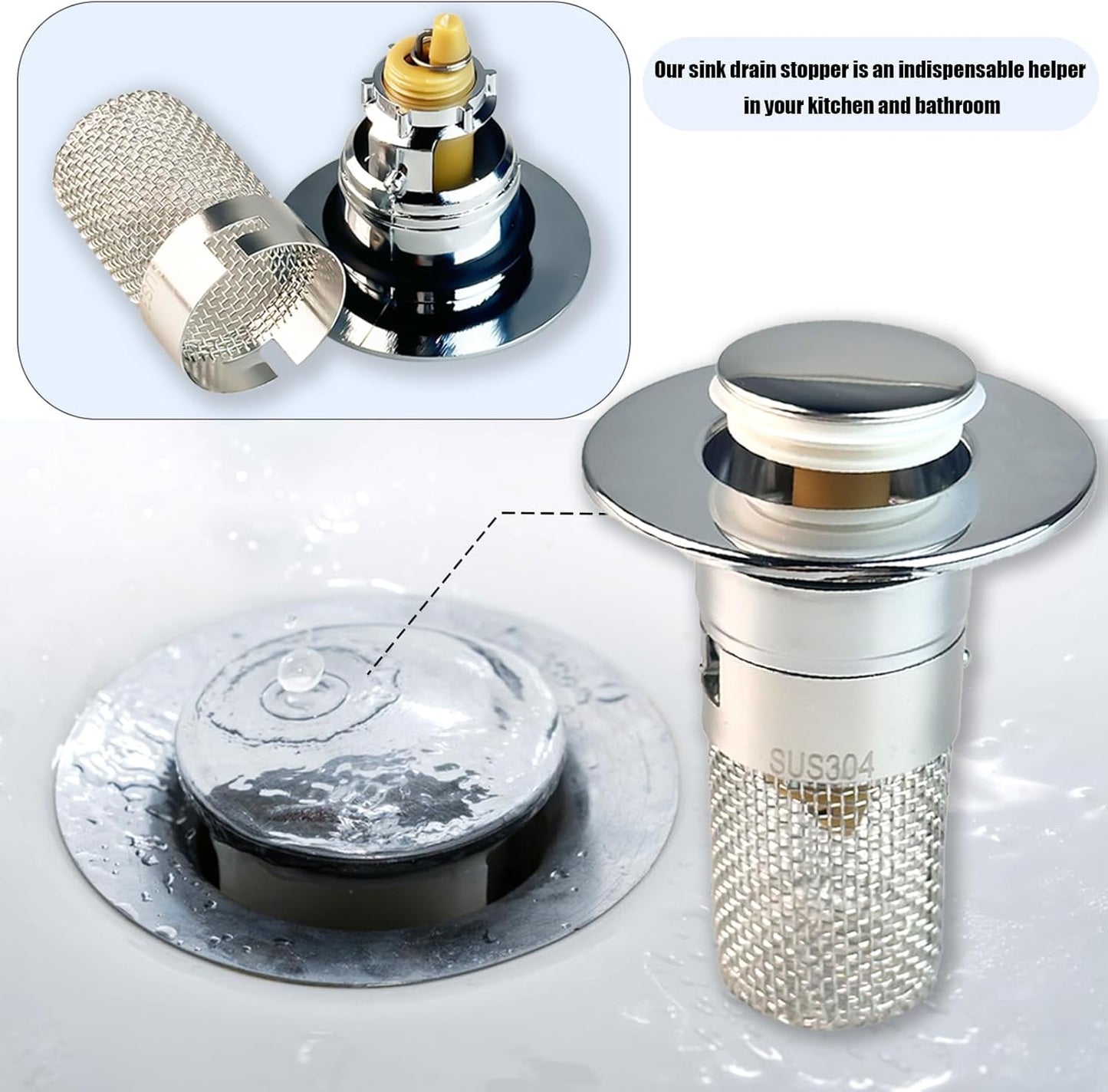 2 Pcs Drain Plug Sink , Drain Strainer