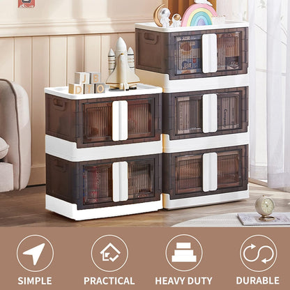 3-Layer Foldable Storage Cabinet , Stackable Rolling Organizer Shelf