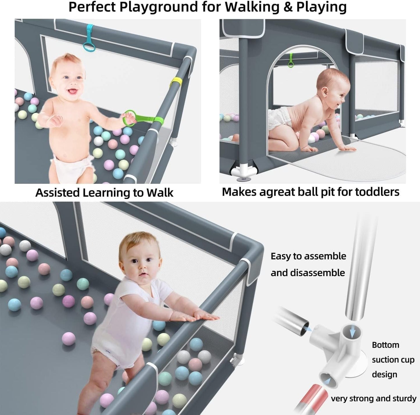 Baby Playpen Large,Play Yard Playpen for Babies and Toddlers with Ball