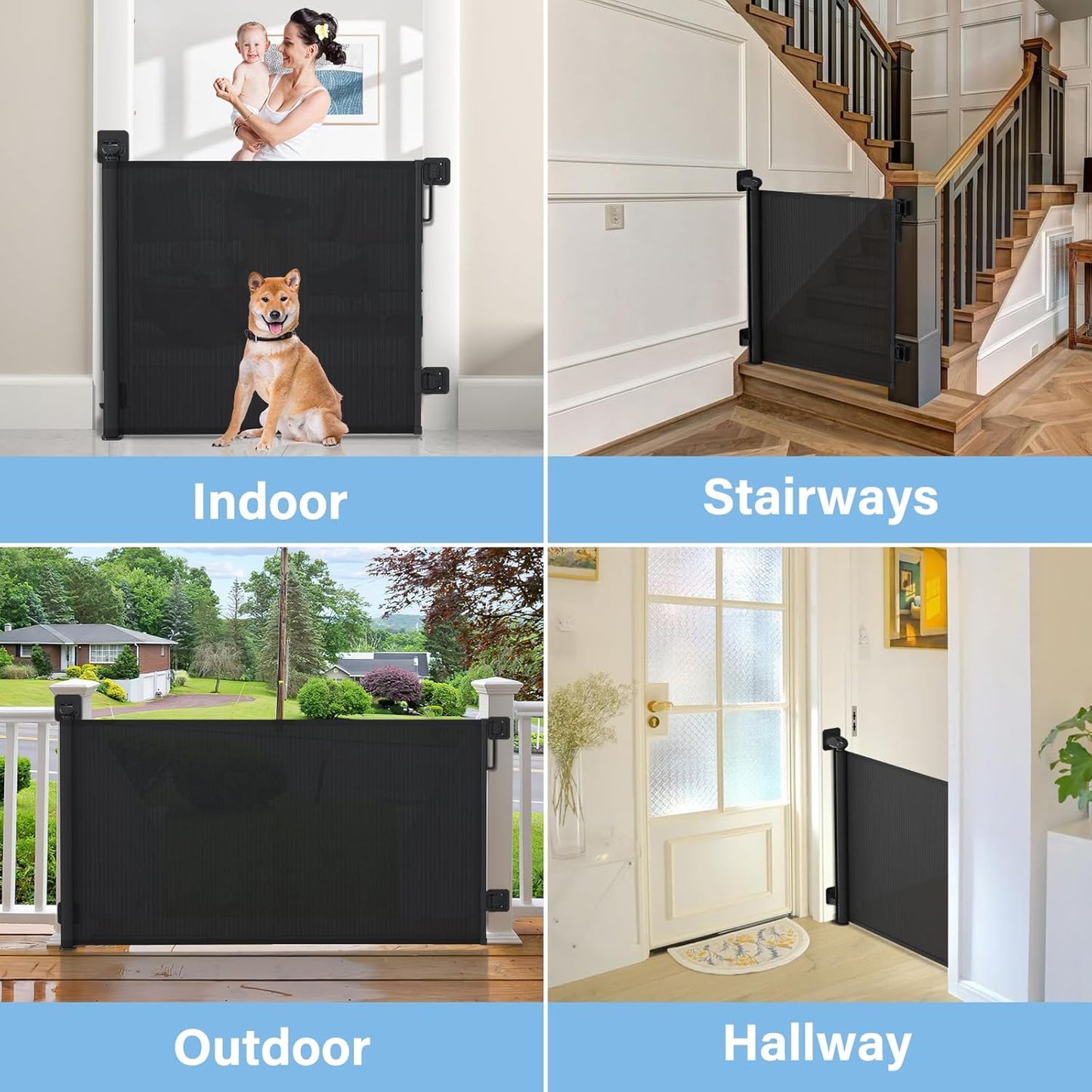 Retractable Baby Gates for Stairs, RollAway Safety Gate