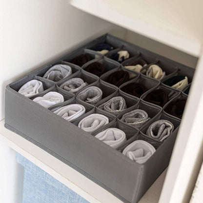 Fabric Storage Box with Compartments, Compartment Storage Organizer Boxes for Baby Clothes, Ties, Socks, Panties, Belts