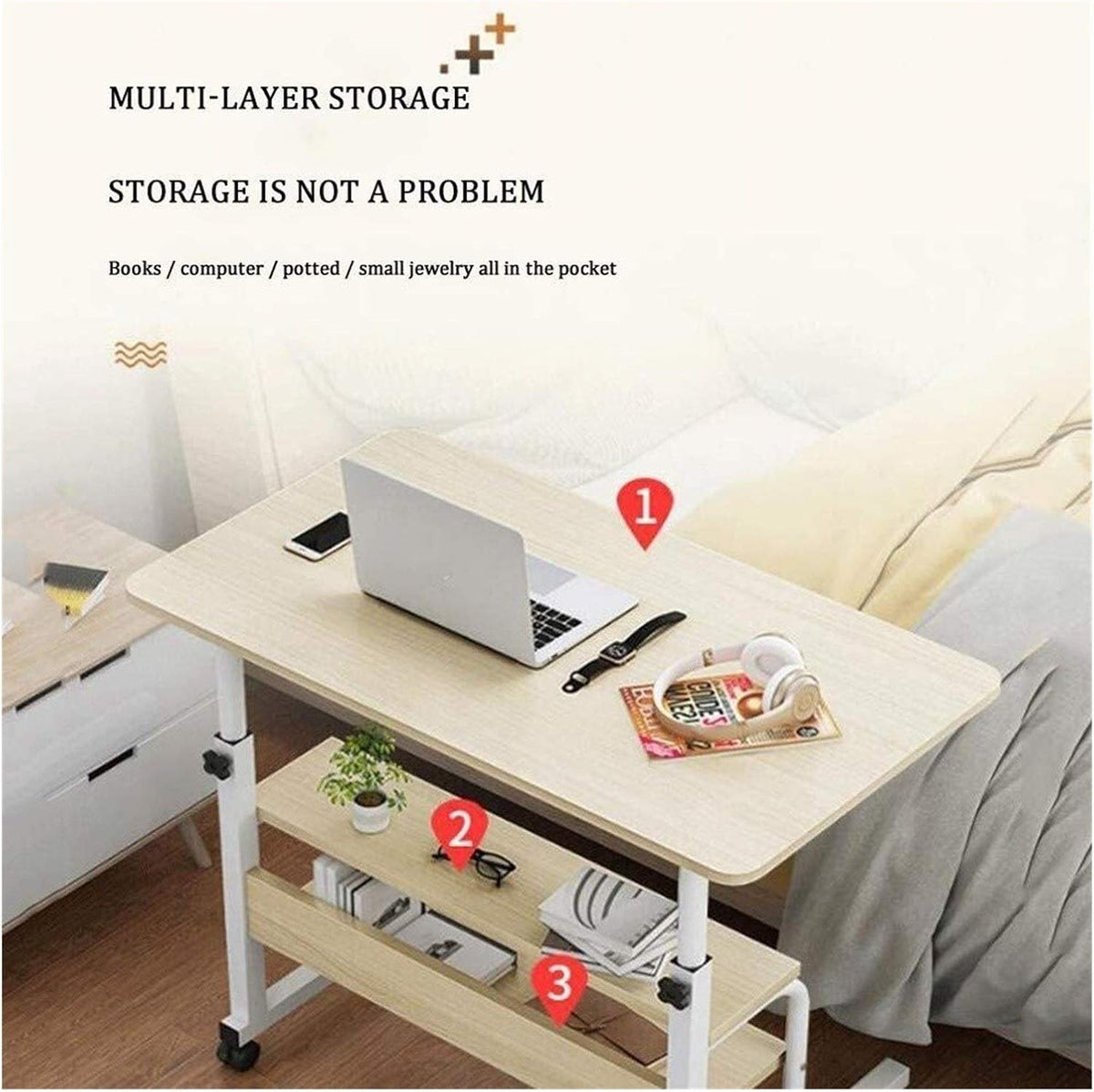 Adjustable Computer Table Desk Adjustable Laptop Table with Storage Shelf, Adjustable Laptop Desk ...