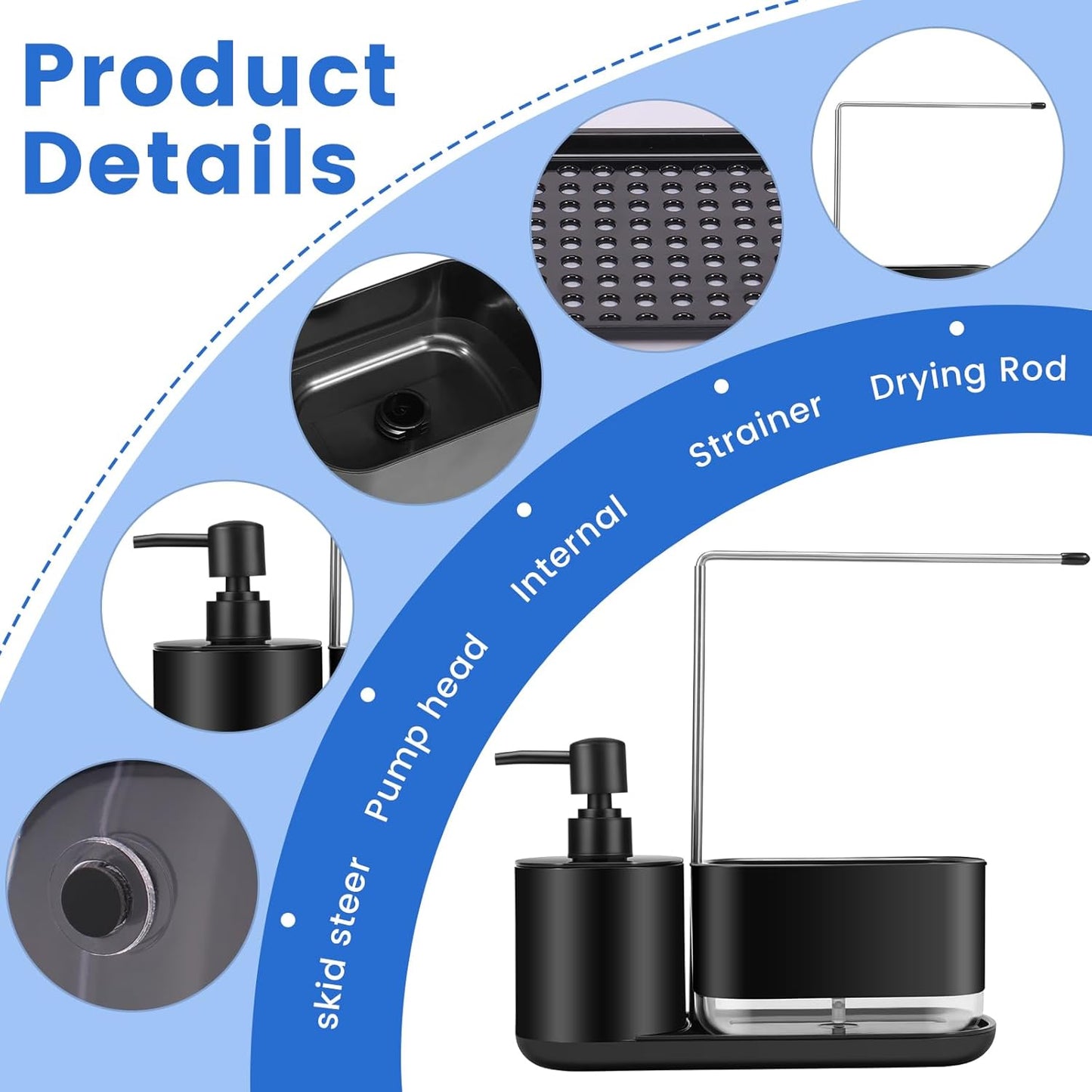 2 in 1 Soap Dispenser with Towel Holder,2-in-1 Kitchen Soap Dispenser with Sponge Holder