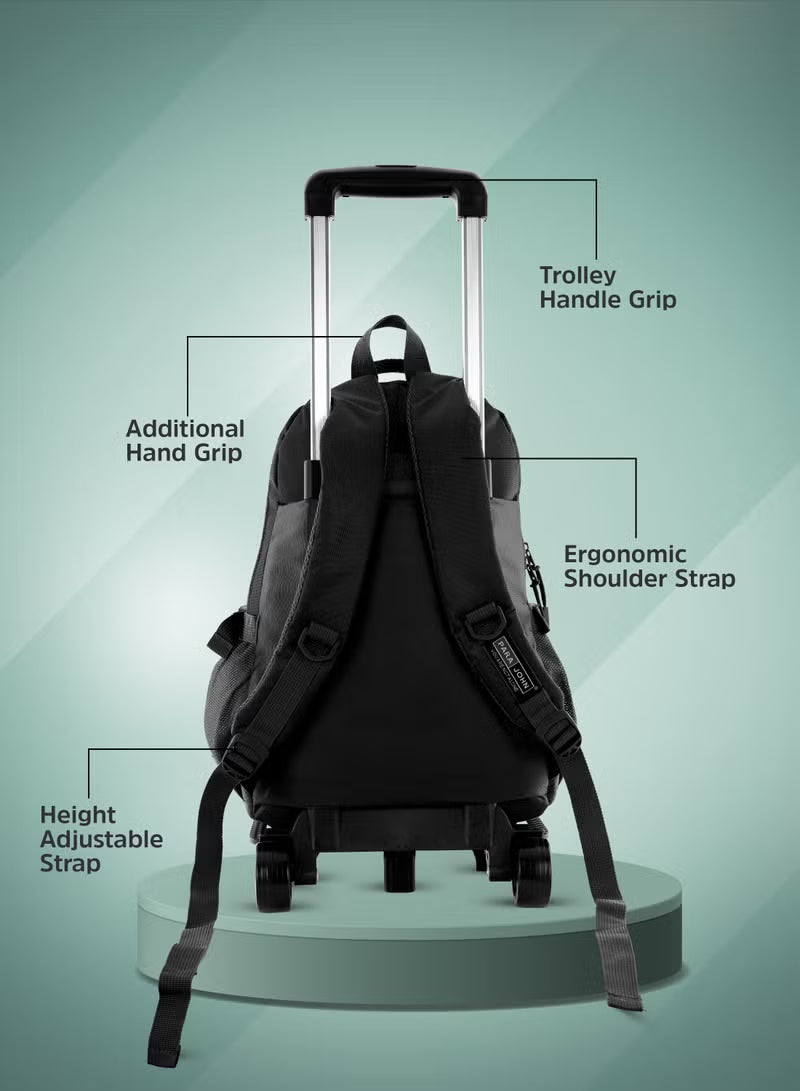Unisex 16-Inch Rolling Trolley Backpack with Adjustable Strap
