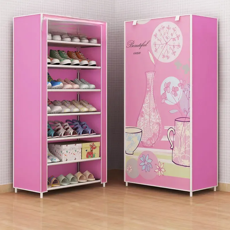 8 Layer Zipper Shoe Rack, Fabric Shoe Cabinet with Zipper happyhome