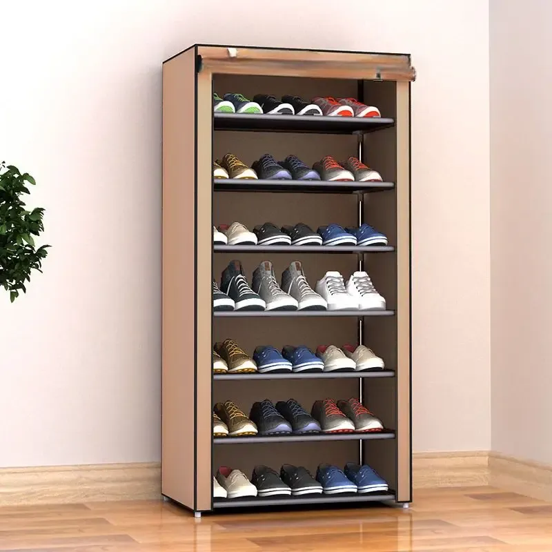 8 Layer Zipper Shoe Rack, Fabric Shoe Cabinet with Zipper happyhome