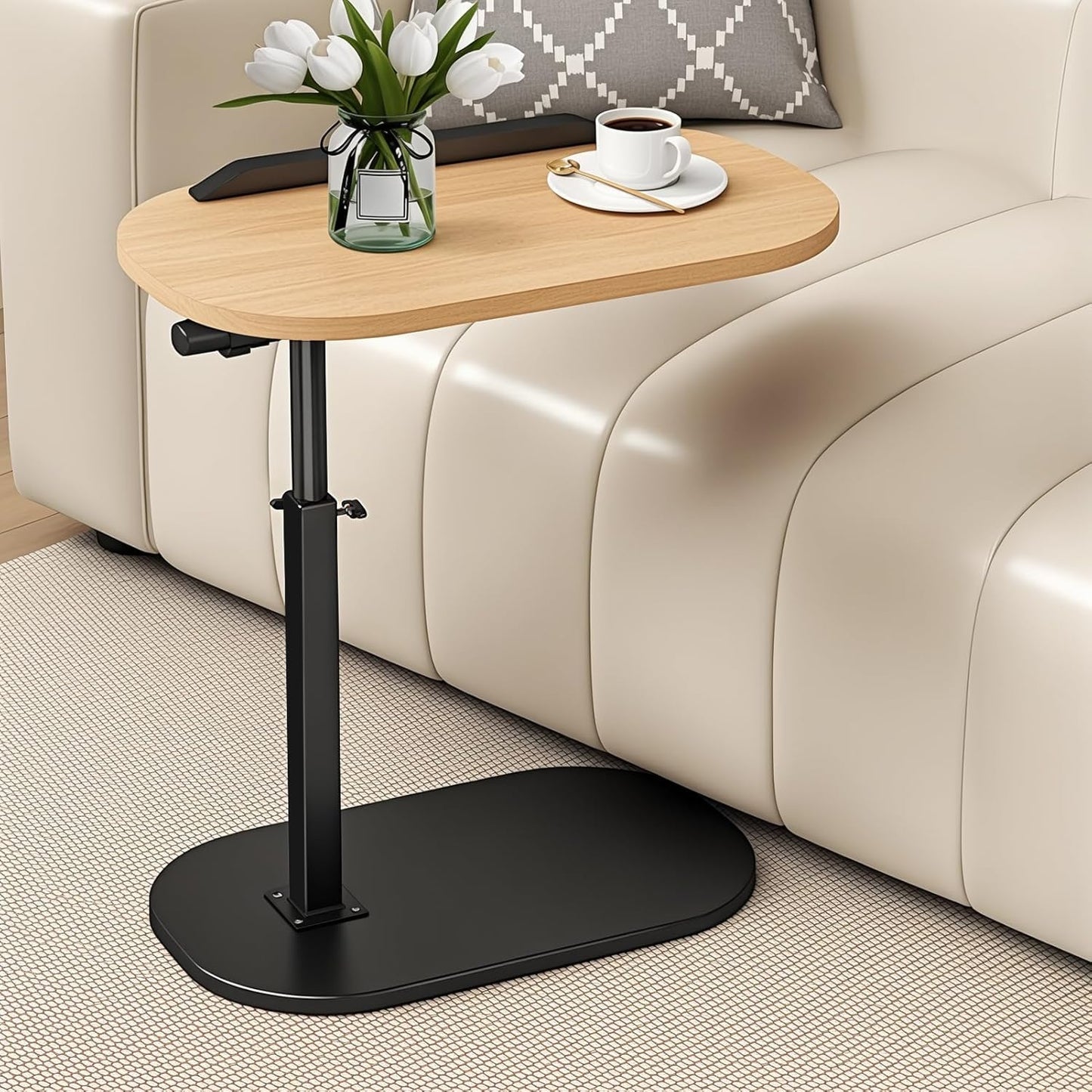 Height Adjustable C Shaped Table, Sofa Side Table