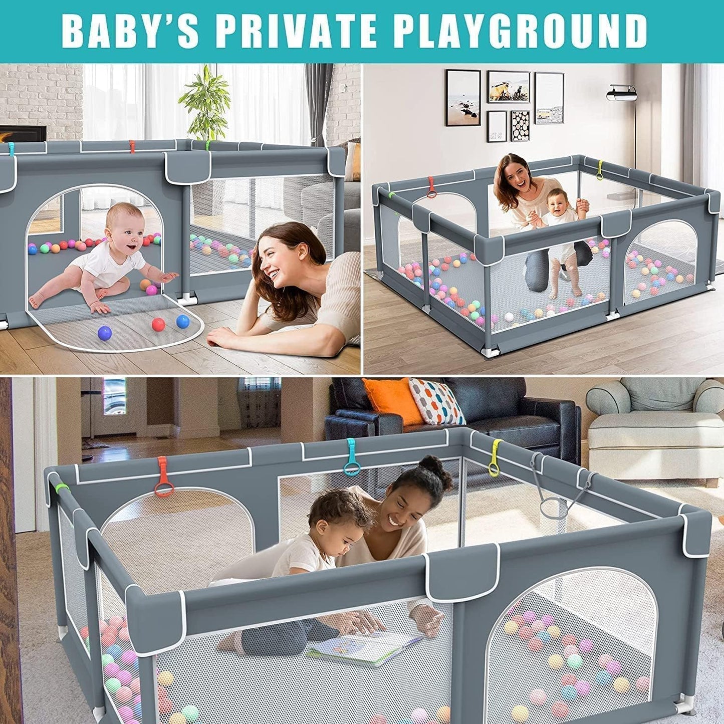 Baby Playpen Large,Play Yard Playpen for Babies and Toddlers with Ball