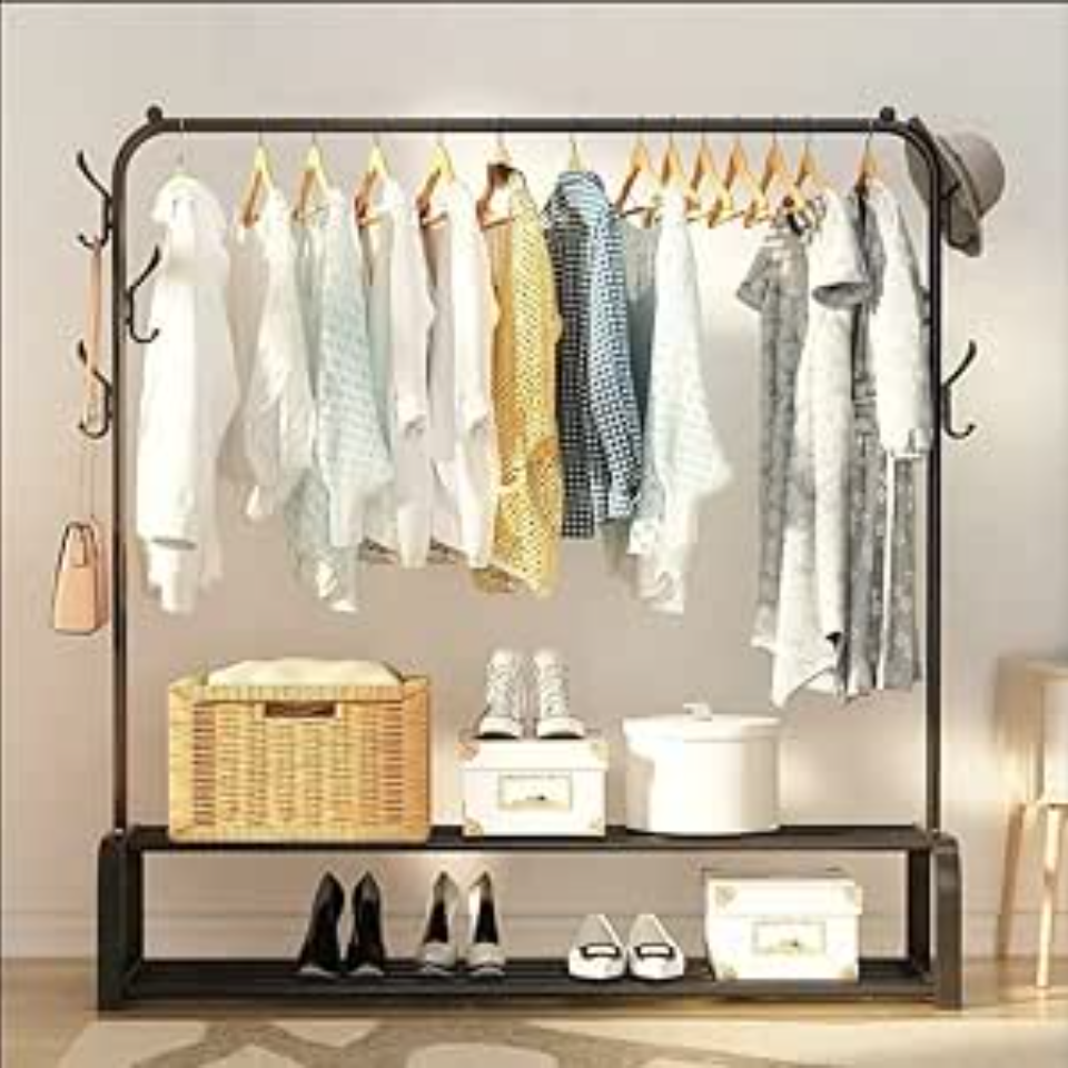 Clothes Hanger with Shoe Organizer, Coat Rack Clothes Stand Hanger happyhome