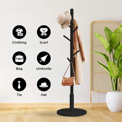 8 Hook Wooden Garment Rack, Wooden Clothes Stand